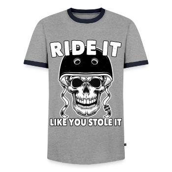Ride Like You Stole It - Funny Biker - Cycling - - Männer Kontrast-T-Shirt - Grau/Navy  - Vorne - AI Model Female 172 light (172cm) & AI Model Male 178 light (178cm)