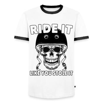 Ride Like You Stole It - Funny Biker - Cycling - - Männer Kontrast-T-Shirt - Weiß/Schwarz - Vorne - AI Model Female 172 light (172cm) & AI Model Male 178 dark (178cm)