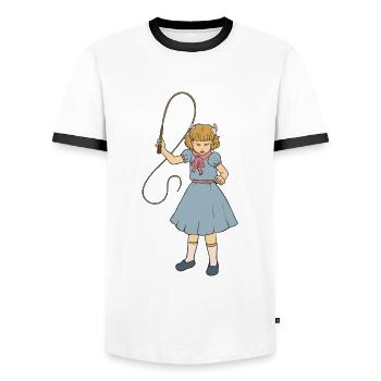Whip Girl - Clementine - Punk Goth Horror Fan - Männer Kontrast-T-Shirt - Weiß/Schwarz - Vorne - AI Model Female 172 light (172cm) & AI Model Male 178 dark (178cm)