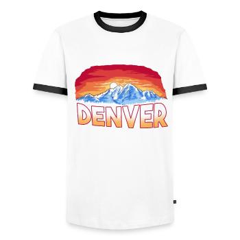 State - Rocky Mountain Sunset - Denver - Männer Kontrast-T-Shirt - Weiß/Schwarz - Vorne - AI Model Female 172 light (172cm) & AI Model Male 178 dark (178cm)