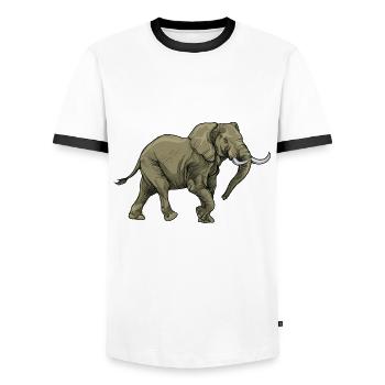 Safari - I'm The Elephant In The Room - Animal - Männer Kontrast-T-Shirt - Weiß/Schwarz - Vorne - AI Model Female 172 light (172cm) & AI Model Male 178 dark (178cm)