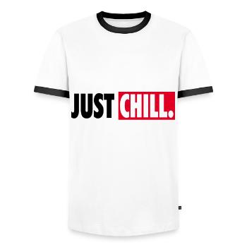 Cooles Just Chill Relaxen Ausruhen Chillen Faul - Männer Kontrast-T-Shirt - Weiß/Schwarz - Vorne - AI Model Female 172 light (172cm) & AI Model Male 178 dark (178cm)
