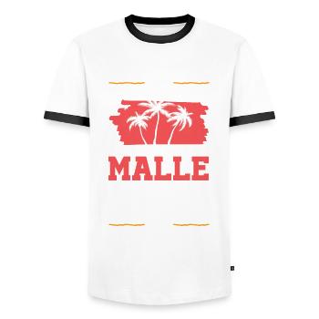 Malle 2022 - Männer Kontrast-T-Shirt - Weiß/Schwarz - Vorne - AI Model Female 172 light (172cm) & AI Model Male 178 dark (178cm)