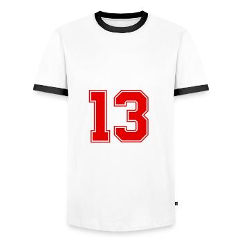 13 Nombre d’objets blob - T-shirt contrasté Homme - blanc/noir - Devant - AI Model Female 172 light (172cm) & AI Model Male 178 dark (178cm)