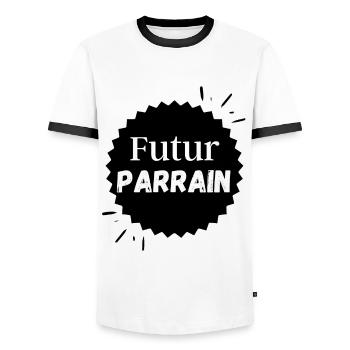 Futur parrain ! Idée cadeau - T-shirt contrasté Homme - blanc/noir - Devant - AI Model Female 172 light (172cm) & AI Model Male 178 dark (178cm)