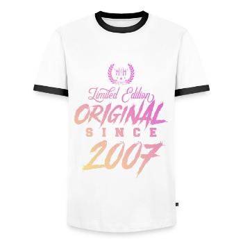 Édition limitée 2007 originale - T-shirt contrasté Homme - blanc/noir - Devant - AI Model Female 172 light (172cm) & AI Model Male 178 dark (178cm)