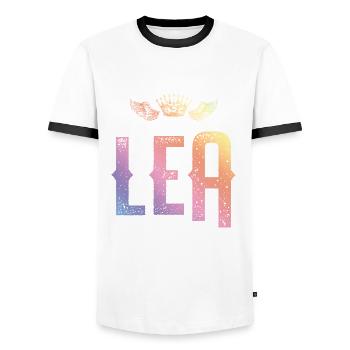 Leah - Men's Ringer Shirt - white/black - Front - AI Model Female 172 light (172cm) & AI Model Male 178 dark (178cm)