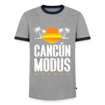 Cancun Mode - Men's Ringer Shirt - grey/navy  - Front - AI Model Female 172 light (172cm) & AI Model Male 178 light (178cm)