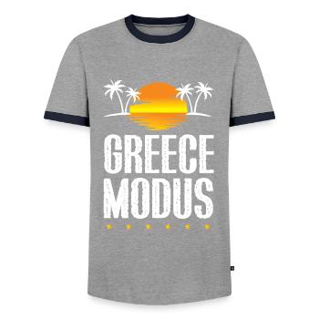 Greece Mode - Men's Ringer Shirt - grey/navy  - Front - AI Model Female 172 light (172cm) & AI Model Male 178 light (178cm)