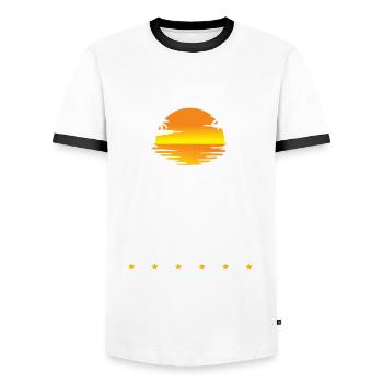 Mode Majorque - T-shirt contrasté Homme - blanc/noir - Devant - AI Model Female 172 light (172cm) & AI Model Male 178 dark (178cm)