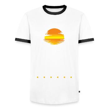 Lloret de Mar mode - Men's Ringer Shirt - white/black - Front - AI Model Female 172 light (172cm) & AI Model Male 178 dark (178cm)
