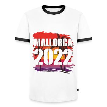 Mallorca 2022 - Männer Kontrast-T-Shirt - Weiß/Schwarz - Vorne - AI Model Female 172 light (172cm) & AI Model Male 178 dark (178cm)