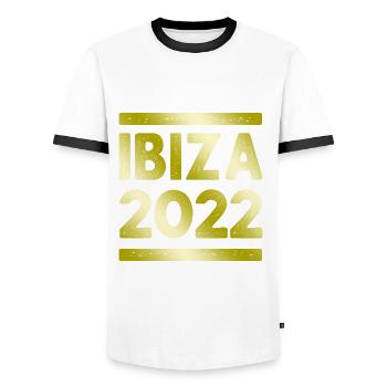 Ibiza Party Crew - Men's Ringer Shirt - white/black - Front - AI Model Female 172 light (172cm) & AI Model Male 178 dark (178cm)