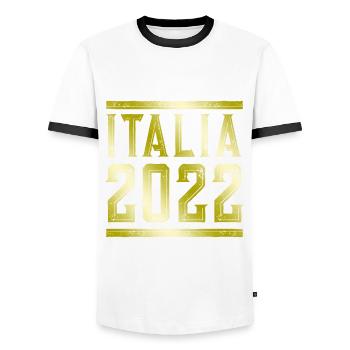 Italia 2022 Or - T-shirt contrasté Homme - blanc/noir - Devant - AI Model Female 172 light (172cm) & AI Model Male 178 dark (178cm)