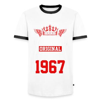 1967 limited edition - Männer Kontrast-T-Shirt - Weiß/Schwarz - Vorne - AI Model Female 172 light (172cm) & AI Model Male 178 dark (178cm)