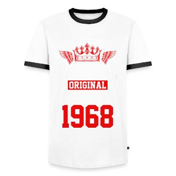 1968 limited edition - Männer Kontrast-T-Shirt - Weiß/Schwarz - Vorne - AI Model Female 172 light (172cm) & AI Model Male 178 dark (178cm)