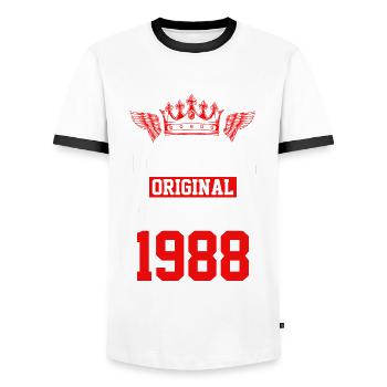 1988 limited edition - Männer Kontrast-T-Shirt - Weiß/Schwarz - Vorne - AI Model Female 172 light (172cm) & AI Model Male 178 dark (178cm)