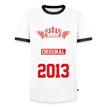 2013 limited edition - Männer Kontrast-T-Shirt - Weiß/Schwarz - Vorne - AI Model Female 172 light (172cm) & AI Model Male 178 dark (178cm)