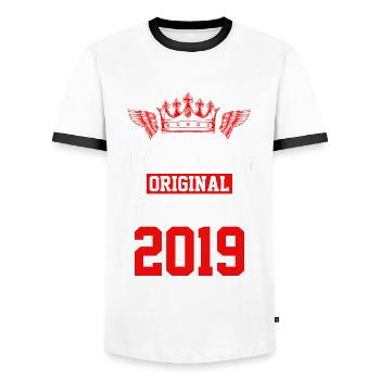 Édition limitée 2019 - T-shirt contrasté Homme - blanc/noir - Devant - AI Model Female 172 light (172cm) & AI Model Male 178 dark (178cm)