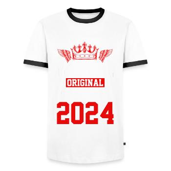 Édition limitée 2024 - T-shirt contrasté Homme - blanc/noir - Devant - AI Model Female 172 light (172cm) & AI Model Male 178 dark (178cm)