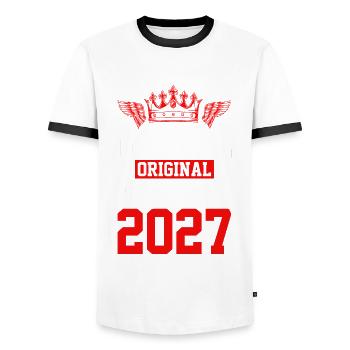 Édition limitée 2027 - T-shirt contrasté Homme - blanc/noir - Devant - AI Model Female 172 light (172cm) & AI Model Male 178 dark (178cm)