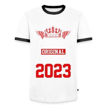 Édition limitée 2023 - T-shirt contrasté Homme - blanc/noir - Devant - AI Model Female 172 light (172cm) & AI Model Male 178 dark (178cm)