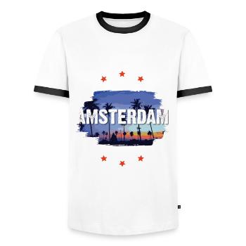 Amsterdam - T-shirt contrasté Homme - blanc/noir - Devant - AI Model Female 172 light (172cm) & AI Model Male 178 dark (178cm)