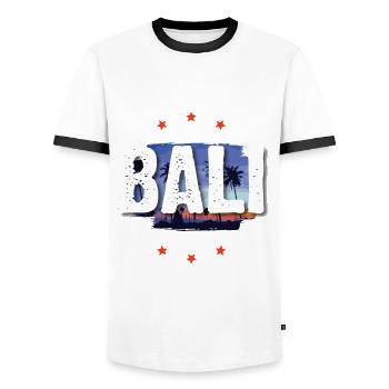 Bali - Men's Ringer Shirt - white/black - Front - AI Model Female 172 light (172cm) & AI Model Male 178 dark (178cm)