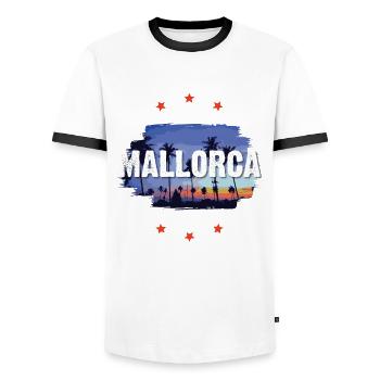 Mallorca - Männer Kontrast-T-Shirt - Weiß/Schwarz - Vorne - AI Model Female 172 light (172cm) & AI Model Male 178 dark (178cm)