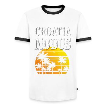 Croatia Mode - Men's Ringer Shirt - white/black - Front - AI Model Female 172 light (172cm) & AI Model Male 178 dark (178cm)