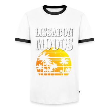 Lissabon Modus - Männer Kontrast-T-Shirt - Weiß/Schwarz - Vorne - AI Model Female 172 light (172cm) & AI Model Male 178 dark (178cm)
