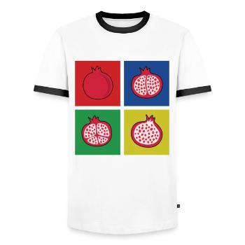 Pomegranate Gift - Men's Ringer Shirt - white/black - Front - AI Model Female 172 light (172cm) & AI Model Male 178 dark (178cm)