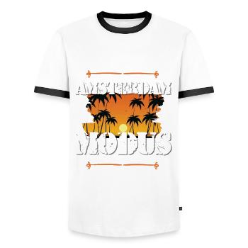 Amsterdam Mode - Men's Ringer Shirt - white/black - Front - AI Model Female 172 light (172cm) & AI Model Male 178 dark (178cm)