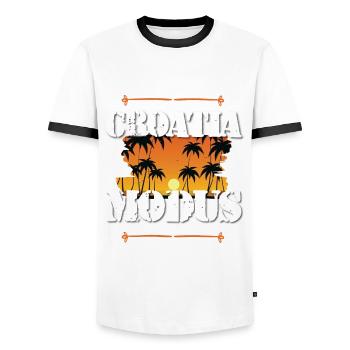 Croatia Mode - Men's Ringer Shirt - white/black - Front - AI Model Female 172 light (172cm) & AI Model Male 178 dark (178cm)