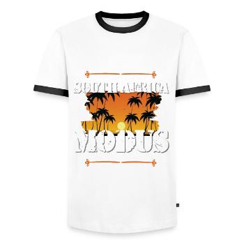 South Africa Modus - Männer Kontrast-T-Shirt - Weiß/Schwarz - Vorne - AI Model Female 172 light (172cm) & AI Model Male 178 dark (178cm)