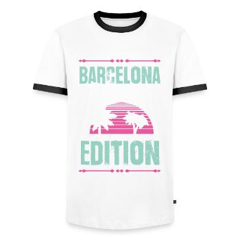Édition Barcelona Party - T-shirt contrasté Homme - blanc/noir - Devant - AI Model Female 172 light (172cm) & AI Model Male 178 dark (178cm)