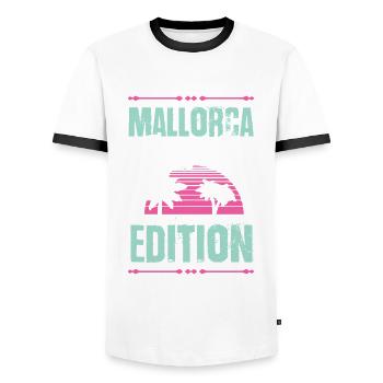Mallorca Party Edition - Men's Ringer Shirt - white/black - Front - AI Model Female 172 light (172cm) & AI Model Male 178 dark (178cm)