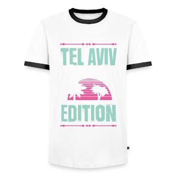 Tel Aviv Party Edition - T-shirt contrasté Homme - blanc/noir - Devant - AI Model Female 172 light (172cm) & AI Model Male 178 dark (178cm)