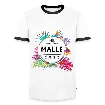 Malle 2022 Bunt - Männer Kontrast-T-Shirt - Weiß/Schwarz - Vorne - AI Model Female 172 light (172cm) & AI Model Male 178 dark (178cm)