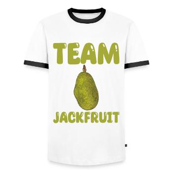 Team Jackfruit - Men's Ringer Shirt - white/black - Front - AI Model Female 172 light (172cm) & AI Model Male 178 dark (178cm)