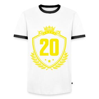 20 Number of coats of arms - Men's Ringer Shirt - white/black - Front - AI Model Female 172 light (172cm) & AI Model Male 178 dark (178cm)