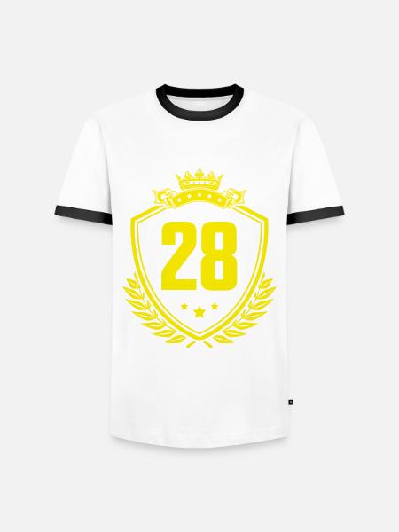 28 Zahl Wappen - Männer Kontrast-T-Shirt - Weiß/Schwarz