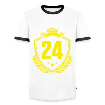 24 Zahl Wappen - Männer Kontrast-T-Shirt - Weiß/Schwarz - Vorne - AI Model Female 172 light (172cm) & AI Model Male 178 dark (178cm)