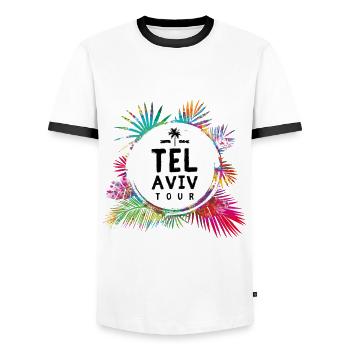 Tel Aviv Tour coloré - T-shirt contrasté Homme - blanc/noir - Devant - AI Model Female 172 light (172cm) & AI Model Male 178 dark (178cm)