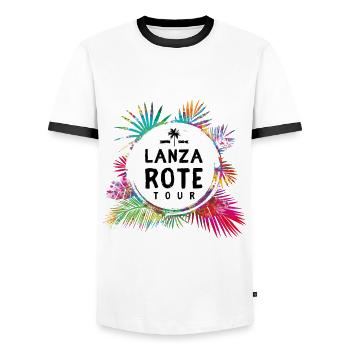Lanzarote Tour Colorful - Men's Ringer Shirt - white/black - Front - AI Model Female 172 light (172cm) & AI Model Male 178 dark (178cm)