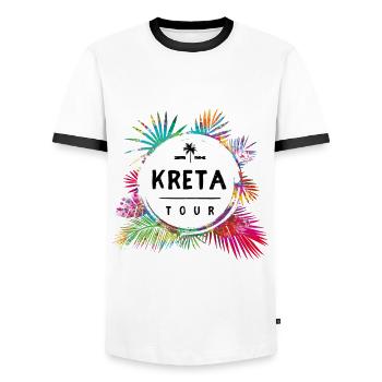 Crete Tour Colorful - Men's Ringer Shirt - white/black - Front - AI Model Female 172 light (172cm) & AI Model Male 178 dark (178cm)