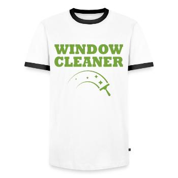 Great window cleaner shirt - Men's Ringer Shirt - white/black - Front - AI Model Female 172 light (172cm) & AI Model Male 178 dark (178cm)
