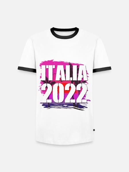 Italia 2022 - Männer Kontrast-T-Shirt - Weiß/Schwarz