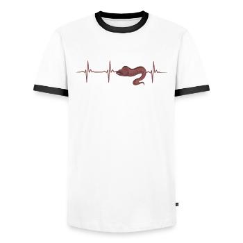 Moray eel heartbeat - Men's Ringer Shirt - white/black - Front - AI Model Female 172 light (172cm) & AI Model Male 178 dark (178cm)
