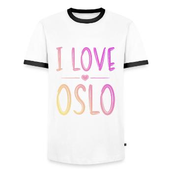 I Love Oslo - Männer Kontrast-T-Shirt - Weiß/Schwarz - Vorne - AI Model Female 172 light (172cm) & AI Model Male 178 dark (178cm)